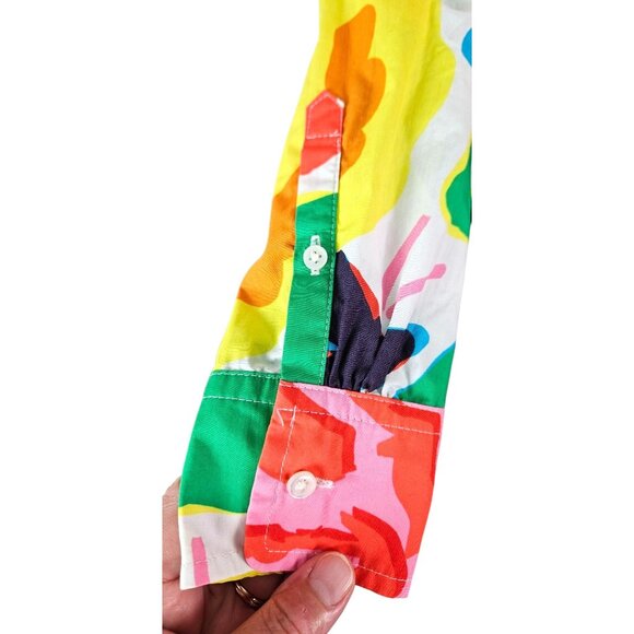 J.Crew Womens Floral Print Button-Up Shirt Size 2 Classic Fit Cotton Multicolor - Picture 8 of 10